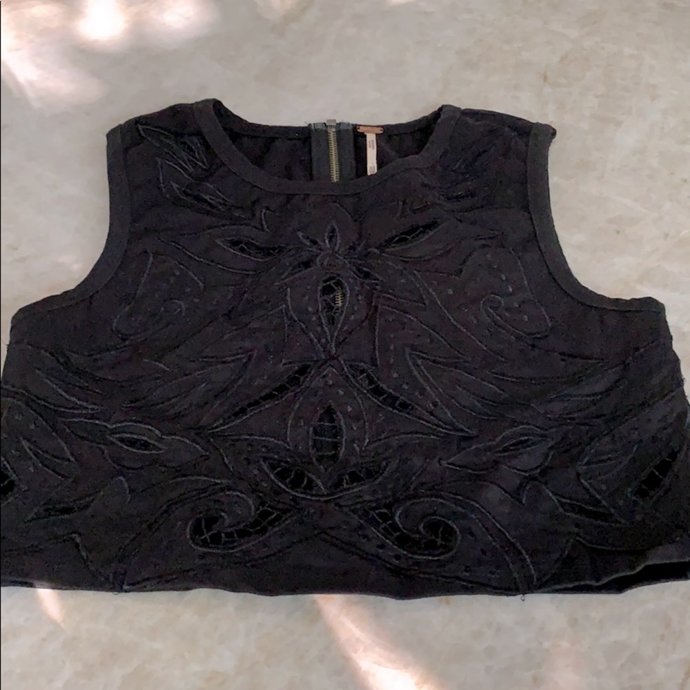 Free People black cutout crop top